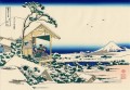 Casa de té en Koishikawa la mañana después de una nevada Katsushika Hokusai Japonés